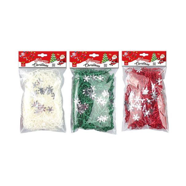 Christmas Wrinkle Paper Sequin Surface Placed Snowflake Glitter Tri-Color Mix Medium 12Package 50G_voghion.com