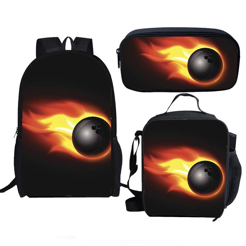 Kids Backpacks Hot Selling Ball Pattern Suit Large Capacity School Bag Lunch Bag Pencil Case Student Sports Style Children's Backpack_voghion.com