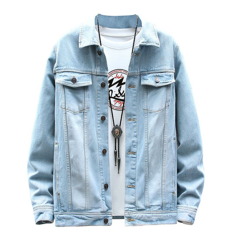 Frühling Herbst Casual Washed für Männer, stilvolles und vielseitiges Jeanshemd, Arbeitskleidung, Doppeltaschenjacke_voghion.com