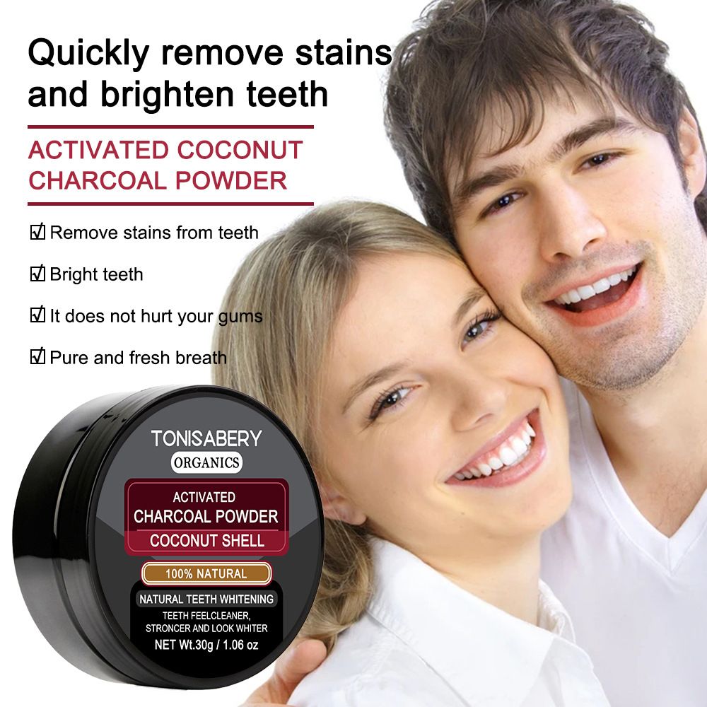 Tooth stain bad breath coconut shell whitening, teeth cleaning powder, tartar removal, and tooth powder_voghion.com