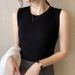 Women's inner layer in summer and as outer layer, tight-fitting short style with small camisole, ice silk thin knitted sweater sleeveless top_voghion.com