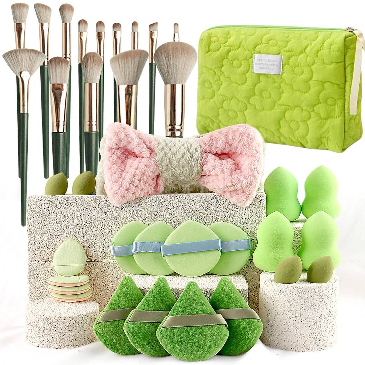 Set di pennelli per il trucco professionale da 35 pezzi | Set di strumenti di bellezza di alta qualità, dotato di borsa da viaggio portatile e spugna morbida (regalo di compleanno o festa)_voghion.com