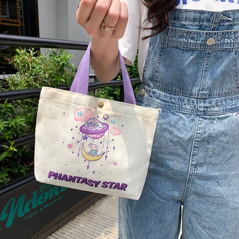 Canvas Bag Female 2025 New Handbag Cloth Bag College Students Work Lunch Box Bag Small Bag Handbag_voghion.com