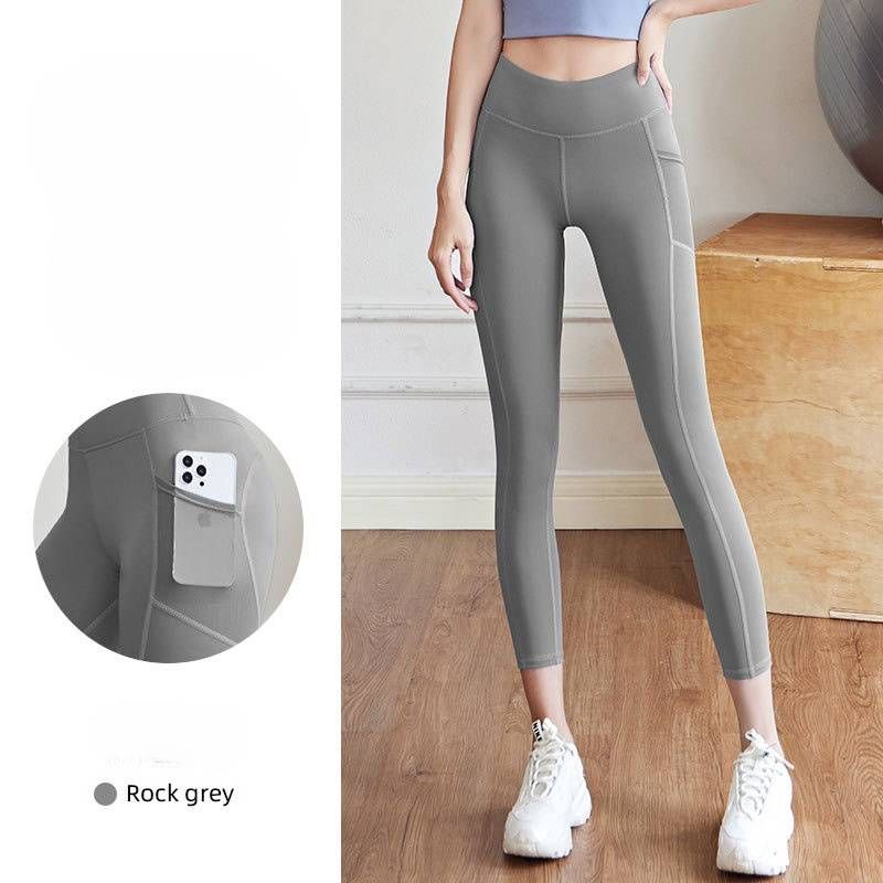 Women's High - Waisted Butt - Lifting Yoga Pants With Mesh Side Pockets, Elastic Compression Sports Leggings For Running, Yoga And Fitness_voghion.com