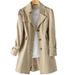Women's Long Trench Coat Slim Fit Casual Jacket Loose Style Plus Size Spring Autumn Outerwear_voghion.com