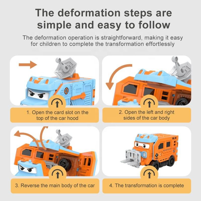 Cartoon Children Toy Car Deformation Reversing Inertia Pull-back Car Double Flipped Engineering Model Car Toy For Boys_voghion.com