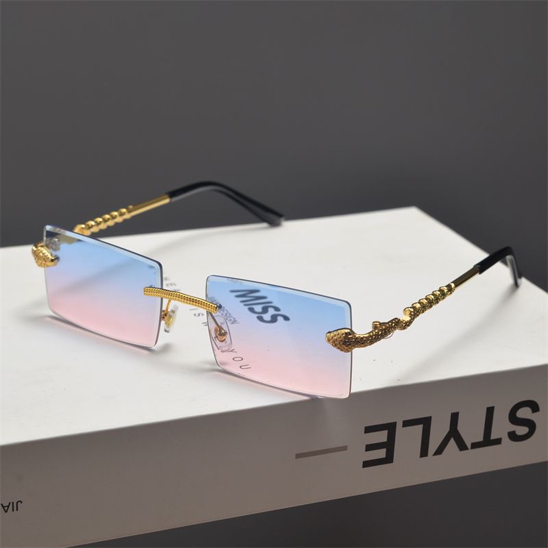 LazyZoom European American Retro Frameless Trimming Men And Women Trendy Punk Style Metal Small Box Rectangular Narrow Frame_voghion.com