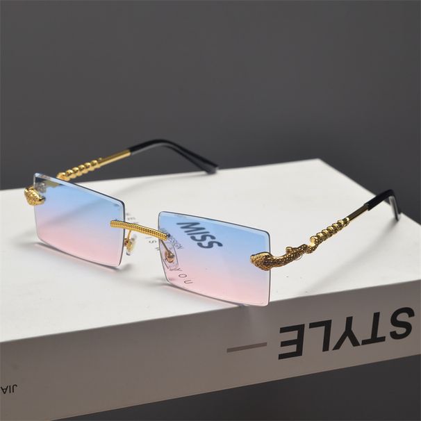LazyZoom European American Retro Frameless Trimming Men And Women Trendy Punk Style Metal Small Box Rectangular Narrow Frame_voghion.com