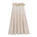 Women's 2024 Summer New Style with Belt, Linen Blended Cape, Midi Dress_voghion.com