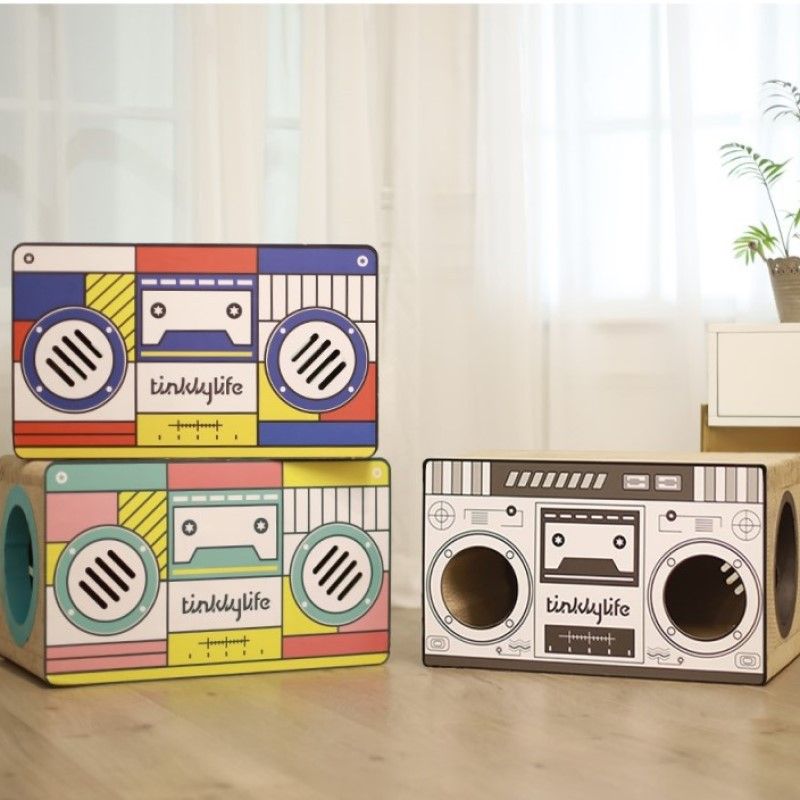 Tinklylife Radio House Katzenkratzbrett, integriert, verschleißfest, kratzfest, extra groß, vertikal_voghion.com