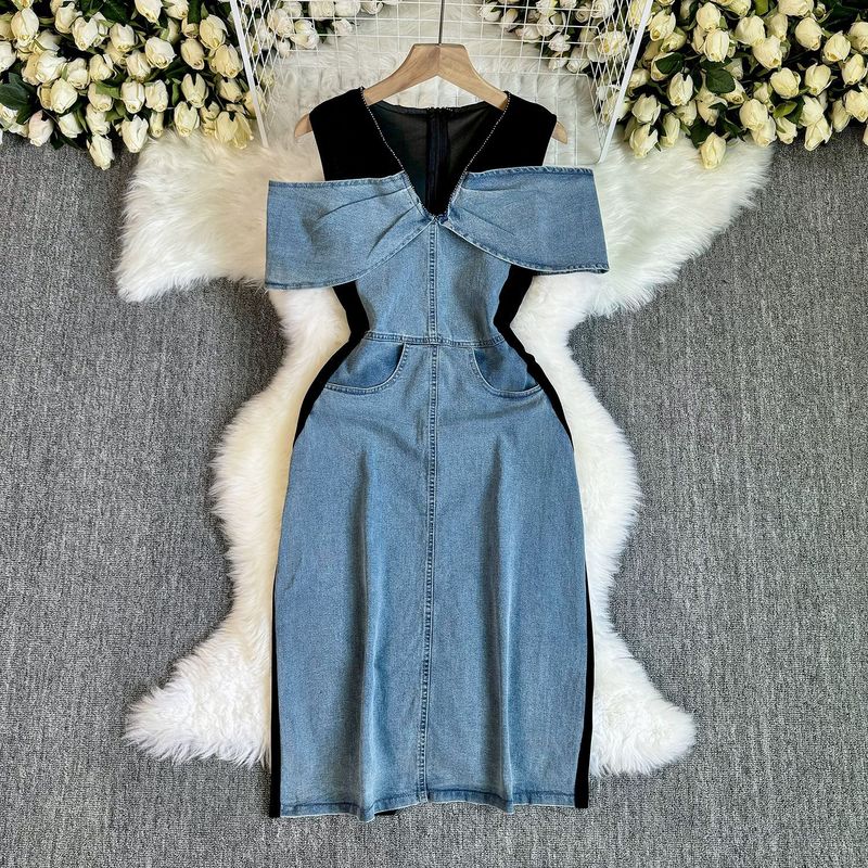 Women's summer contrast color advanced slim temperament dress_voghion.com