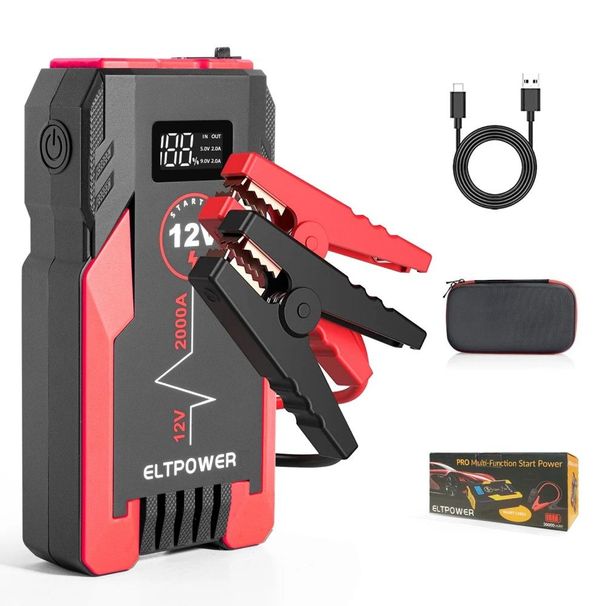 20000mAh Car Battery Starter Up To 9L Gasoline 7L Diesel, 2000A Peak Automatic Car Starter With LED And USB Fast Charging 3.0_voghion.com