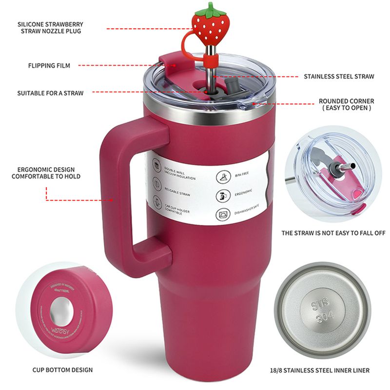 choiceness 40oz Handle Tumbler - Insulated Stainless Cup_voghion.com