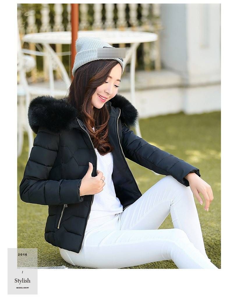 Women's Winter Short Puffer Jacket With Faux Fur Hood, Slim Fit Quilted Coat In 5 Colors (M-XXXL) – Sweet & Warm Korean Style_voghion.com