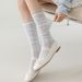 Women's Solid Color Calf Socks, Summer Thin Hollow Mesh Long Sweet Lace Ballet Style Socks, Seamless Socks_voghion.com