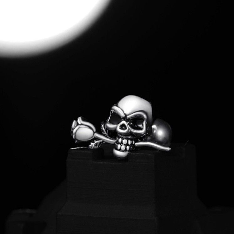 Orecchini vintage in stile coreano e giapponese per uomo, di alta qualità, con teschio e rosa, stile hip-hop, unisex_voghion.com