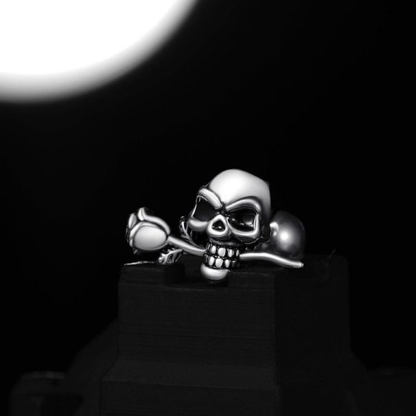 Orecchini vintage in stile coreano e giapponese per uomo, di alta qualità, con teschio e rosa, stile hip-hop, unisex_voghion.com