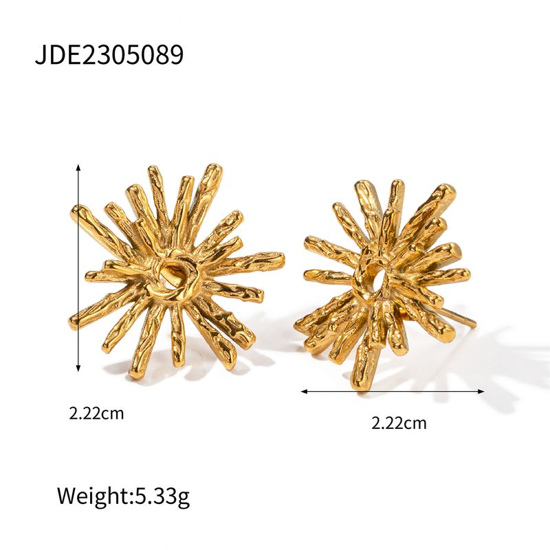 Joyas de moda populares en Instagram, aretes radiales de acero inoxidable dorado, accesorios para las orejas elegantes y de moda_voghion.com