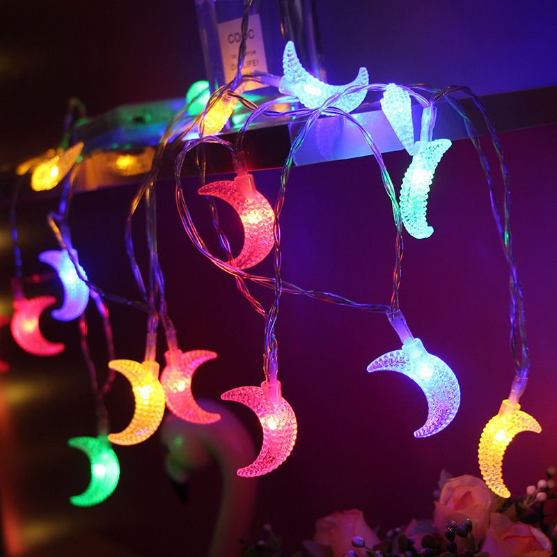 LED zvaigzne un mēness gaismas stīgu zvaigzne un mēness gaismas stīgu Ziemassvētku festivāls Tuvo Austrumu dekoratīvās gaismas zvaigzne un mēness mazas krāsainas gaismas_voghion.com