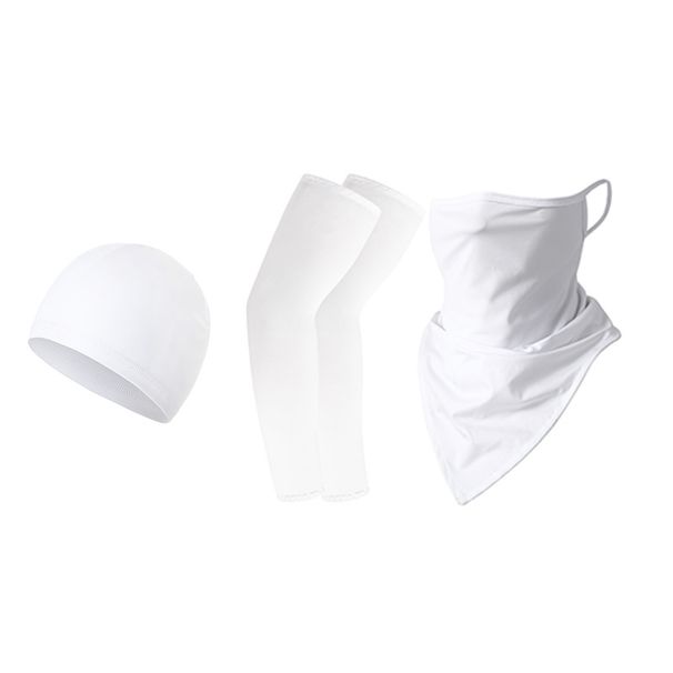 Nuevo gorro de ciclismo con protección solar para exteriores, bufanda triangular de seda con orejas colgantes, funda de hielo para deportes de bicicleta, combinación de tres piezas_voghion.com