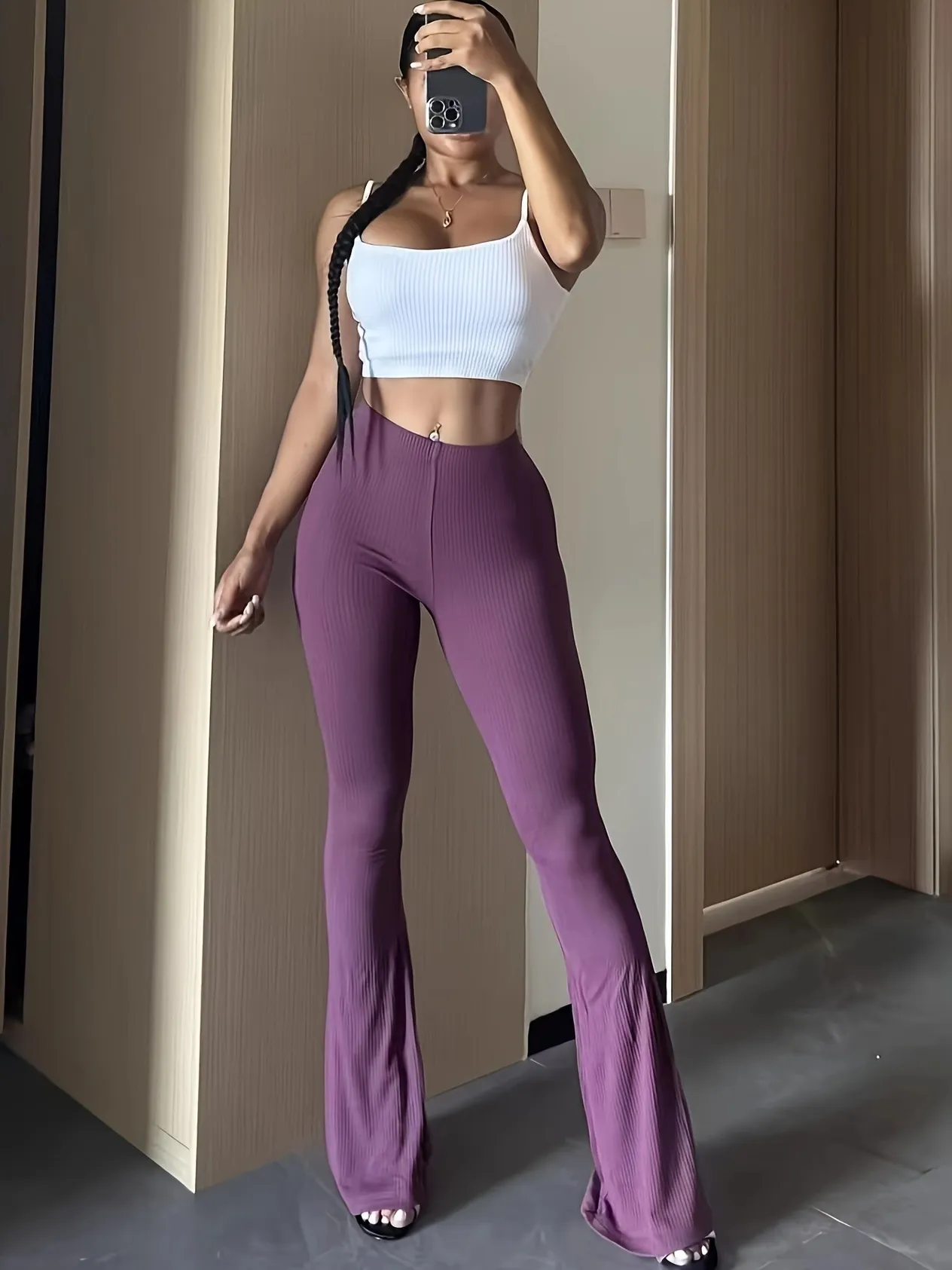 Women's Sports Leisure Yoga Micro Horn Straight Tube Slim Fit And Hip Lifting Pants_voghion.com