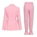 GraceChic Minimalist Style Set 2025 Summer New Solid Color Tie Short Blazer + High Waist Cuffed Long Pants_voghion.com