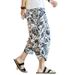 Man's Summer New Beach Pants National Style Floral Thin Section Cotton and Linen Cropped Pants m_voghion.com