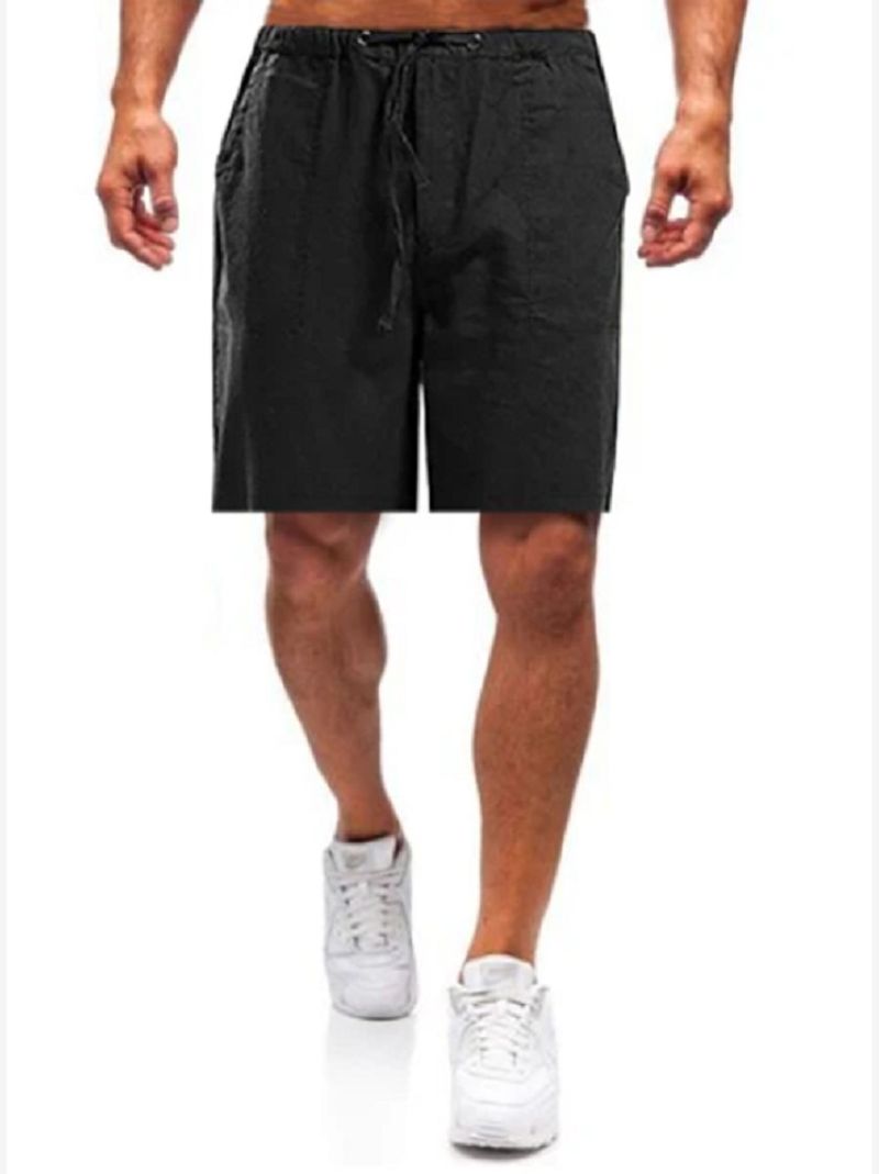 Vêtements pour hommes lin grande taille multi-poches décontracté élégant short de plage_voghion.com