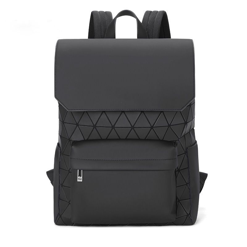 Zaino di grande capacità da uomo di design, marchio trendy, zaino per studenti con griglia geometrica a diamanti, borsa per computer, zaino alla moda da uomo_voghion.com