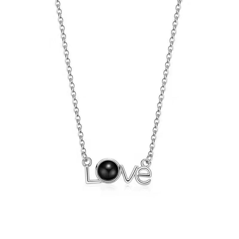 Love Projection Necklace With 100 Languages I Love You Pendant For Women Gifts  In Trendy Romantic Jewelry_voghion.com