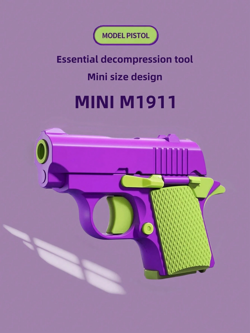 Miniatur Muert Spillgewier 1911 Stil 3D Gedréckte Schwéierkraaft Muert Pistoul Messer Spillgewier Net-Schierende Schreifdëschspillgewier Mat Ofnehmbarem Magazin_voghion.com
