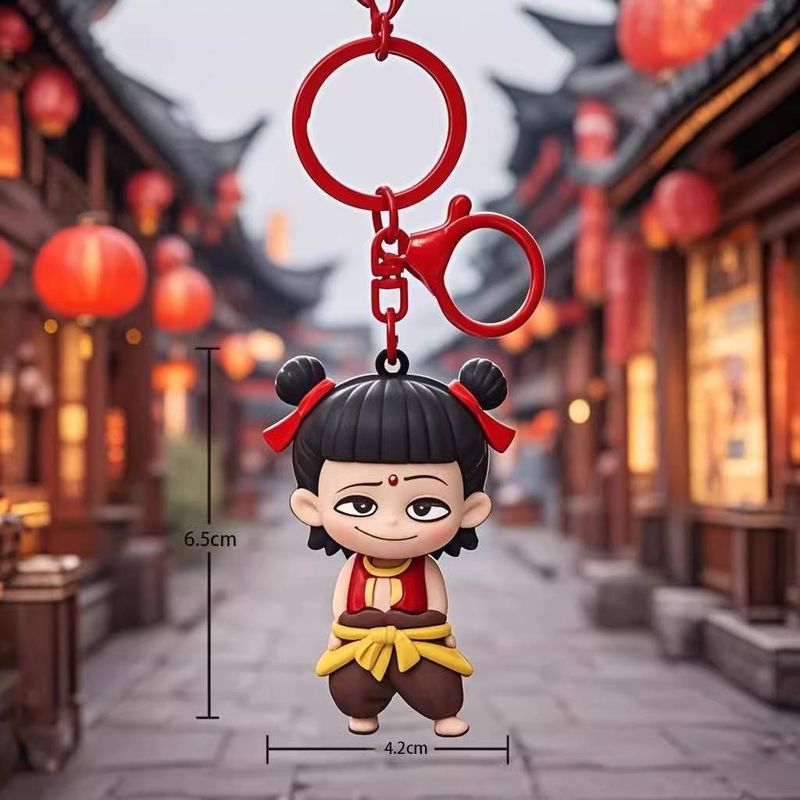 Porte-clés pendentif stéréoscopique 3D Nezha Taiyizhen Ao Beng, pièce à main, porte-clés pour sac à livres_voghion.com