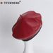 Neuheiten BUTTERMERE Leder Frauen Französisch Militär Baskenmütze Weibliche Rote Damen Kürbis Hut Einstellbar Vintage Herbst Winter Schiebermütze_voghion.com