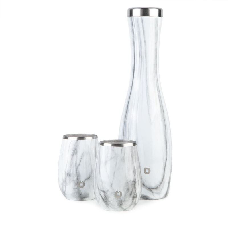 Stainless Steel Carafe And Wine Glass Set, Marble_voghion.com