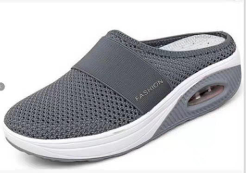 Chaussures pour femmes Été Grande Taille Baotou Demi-Pantoufles Femmes Maille Sans Talon À Enfiler Chaussures pour Femmes Chaussures Plates_voghion.com