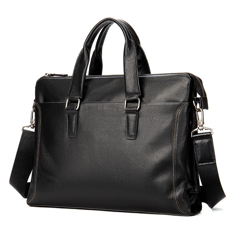 Porte-documents Spot en cuir véritable pour homme, sac à main décontracté en cuir de vachette avec couche supérieure, sacs d'ordinateur en cuir véritable_voghion.com