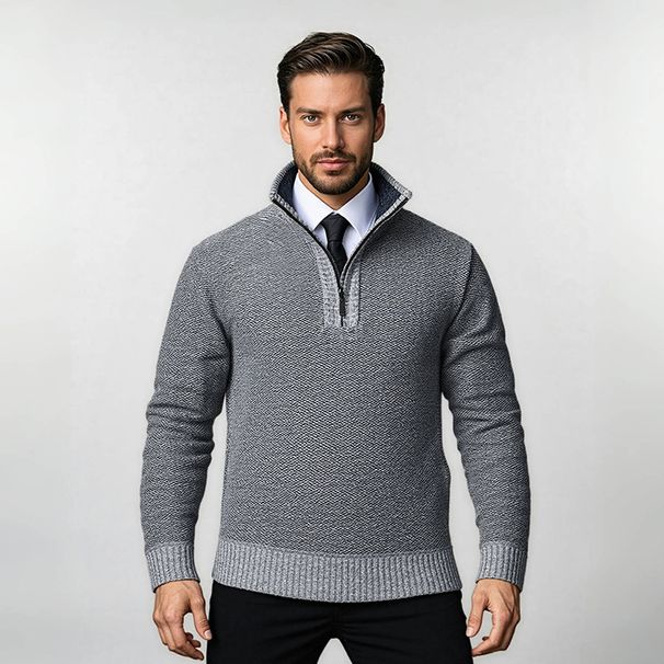 Men's Clothing Plus Size Knit Sweater, Warm Pullover With Half Zip Neck, Stretchable & Breathable, Casual Long Sleeve Top (6 Colors & 5 Sizes)_voghion.com