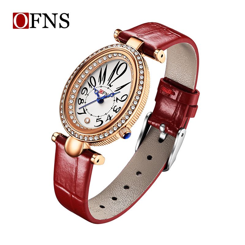 Women's Vintage-Inspired Crystal-Accented Watch – Elegant Teardrop Design, Leather Strap, Water-Resistant Antique Style Quartz Watch_voghion.com