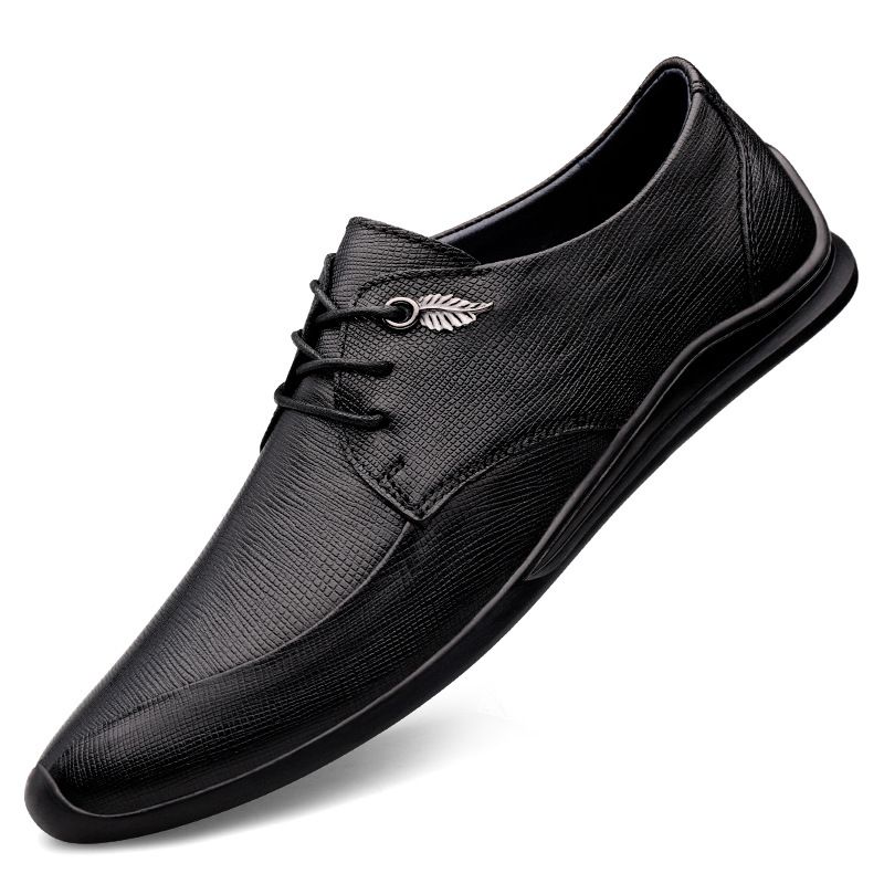 Schuhe mit runder Spitze, Schnürung vorne, Lederschuhe für Herren, Arbeitsschuhe für Herren_voghion.com