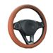 Double Needle Leather Steering Wheel With Two Color Splicing Circular Car Cover, Minimalist Sports Windmill Handle Cover_voghion.com
