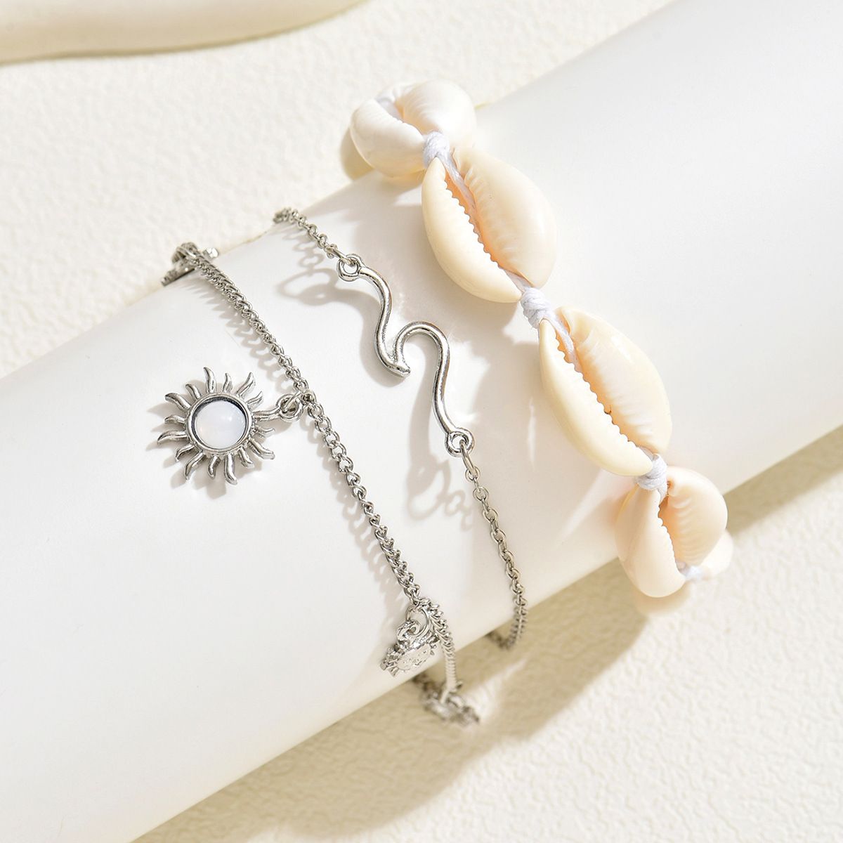 European And American New Simple Natural Shell Summer Anklet Set Leisure Beach Vacation Style Adjustable Anklet Jewelry_voghion.com