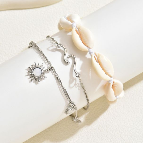 European And American New Simple Natural Shell Summer Anklet Set Leisure Beach Vacation Style Adjustable Anklet Jewelry_voghion.com