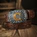 HOT Western Cowboy PU lederen riem - Heren tailleband Stierdecoratie Bloemen gegraveerd voor jeans_voghion.com