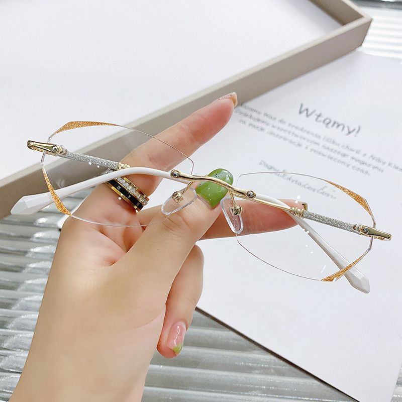 Presbyope Bril Luxe Vrouwen Randloze Diamant Snijden Frame Anti Blauw Licht Brillen Recept Brillen Dioptrie 0 Tot +4.0_voghion.com
