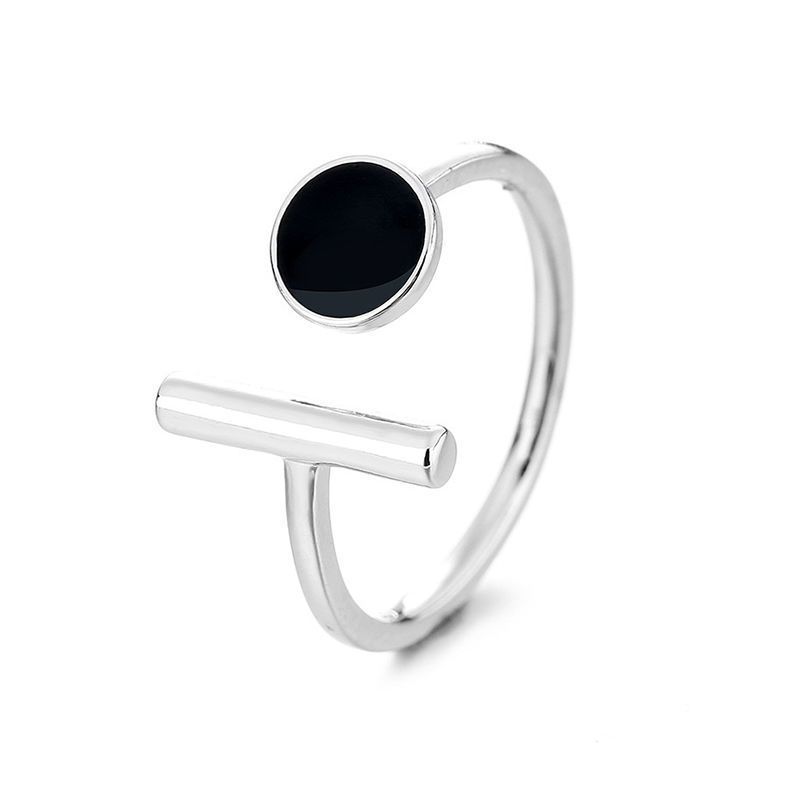 Sterling VENUS Sier Zwarte Ronde Epoxy Opening Ring Voor Vrouwen Persoonlijkheid Trendy Thaise Sier Sieraden 2023 Ne_voghion.com