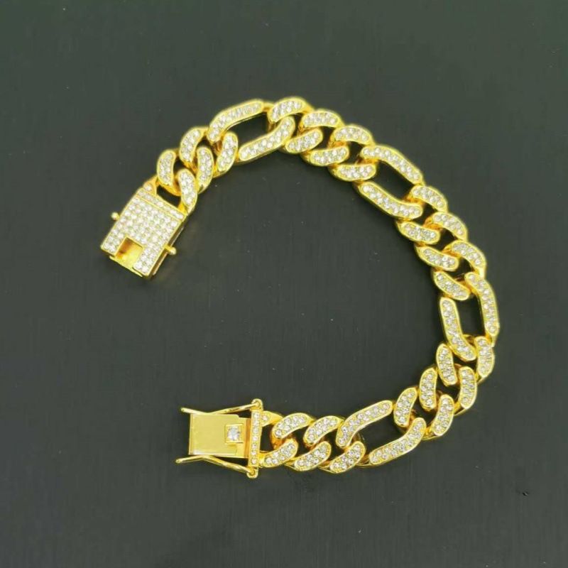 Trendy With Inlaid Diamonds New 3:1 Full Diamond Bracelet Cuban Chain For Men And Women Hip Hop_voghion.com
