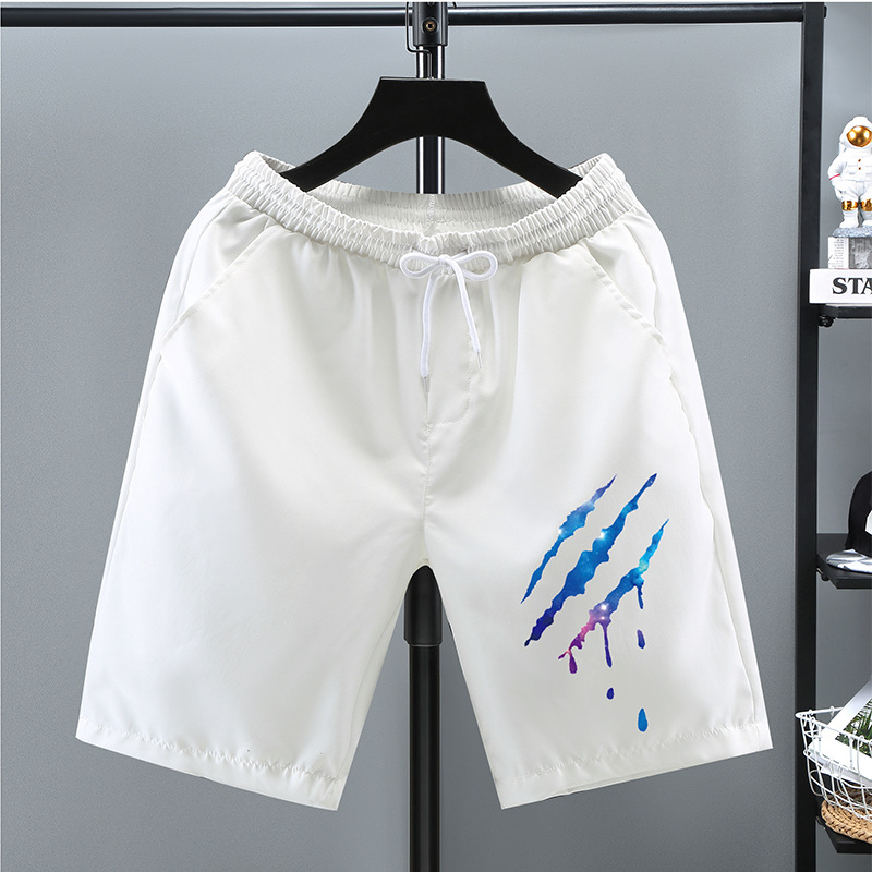 Net rouge scratch shorts hommes été mince pantalon à séchage rapide tendance porter des pantalons lâches pantalons de plage décontractés_voghion.com