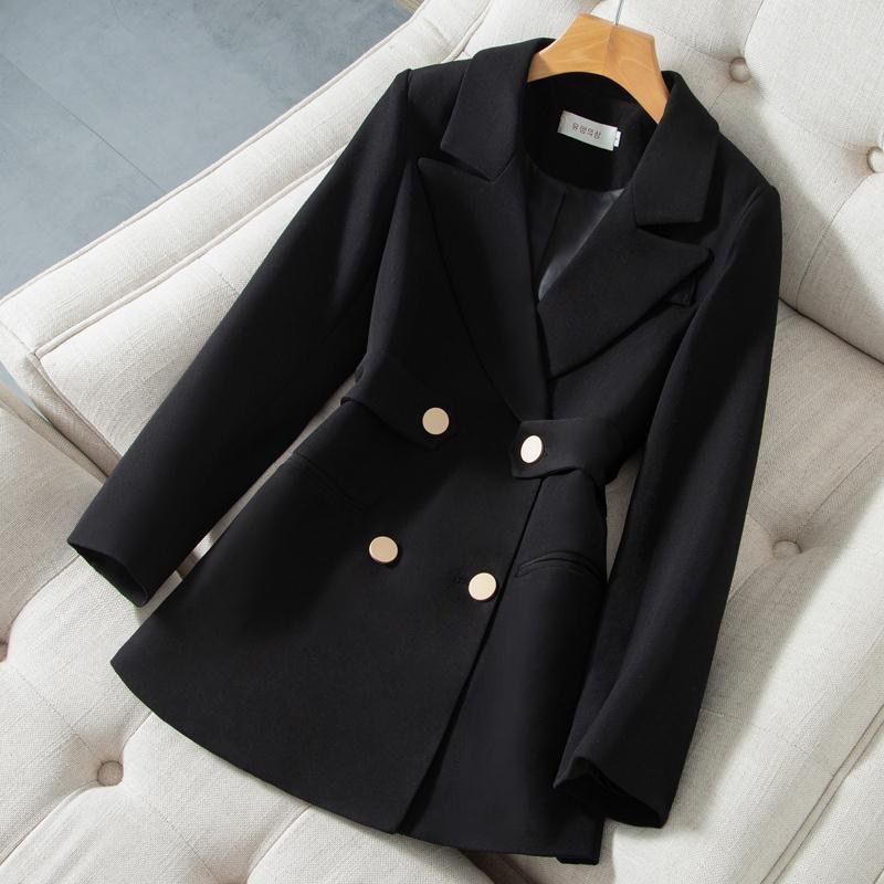 Vêtements pour femmes nouveau printemps et automne taille populaire style britannique style occidental double boutonnage petit costume pour femmes avec épaulettes_voghion.com