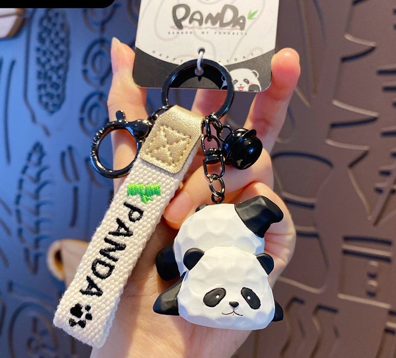 Resina esculpida vento panda chaveiro criativo requintado bambu panda casal chaveiro pacote pingente_voghion.com