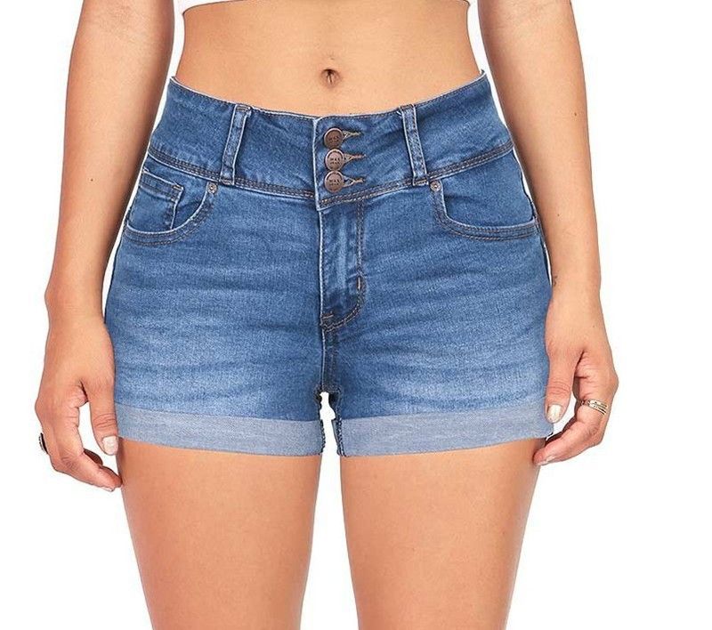 New Style Waist Multi-Color Denim Stretch Shorts_voghion.com